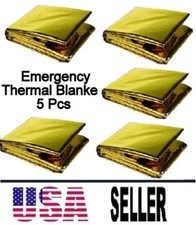 5 Pcs Medical Emergency Thermal Blanket Mylar Trauma Military Survival Gold