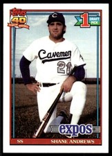 1991 Topps Baseball Card Shane Andrews Rookie Montreal Expos #74