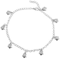 Akzent Damen MäDchen EdelstahlfußKette Silberfarbig Anker FußSchmuck 24 + 3 Cm