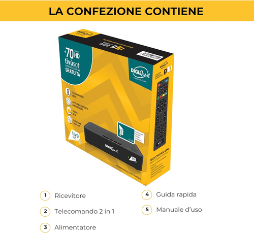 Decoder Ricevitore Satellitare Tivusat con Tessera Scheda Tv sat HD HEVC H265 - Foto 9 di 9