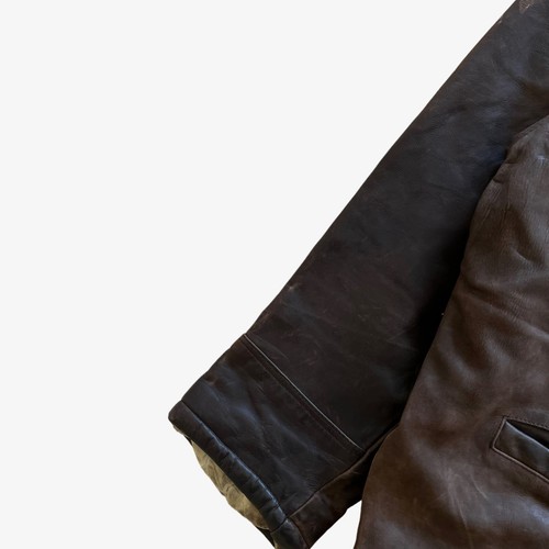 Chaqueta de piloto de cuero marrón piel roja vintage años 90 para hombre, ropa de trabajo militar ejército - Imagen 7 de 8