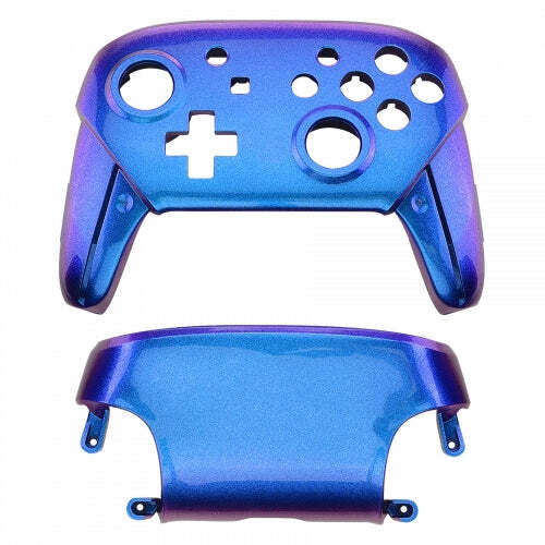 Nintendo Switch Pro Controller Soft Touch Chameleon Blue and Purple Custom Shell - Picture 2 of 7