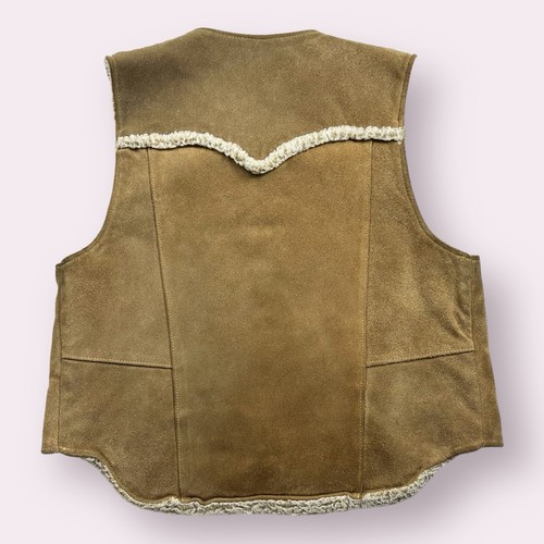 Vintage Men's Schott Rancher XL Western Suede Leather Vest Jacket Snap Front - Picture 2 of 6