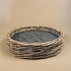 Vintage Woven Wicker Circle Round Basket Wooden Base Decorative Brown Retro Boho