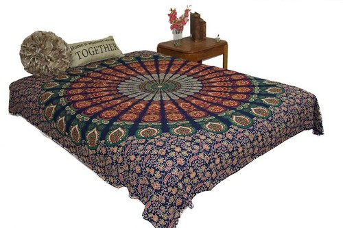 AamiraA Hippie Emerald Mandala Tapestry Bohemian Wall Hanging Throw Dorm - Picture 7 of 10