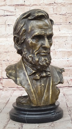 Wunderschöne Vintage Stil Bronze Abraham Lincoln Büste Figur Geschenk Deko Figur - Bild 3 von 9