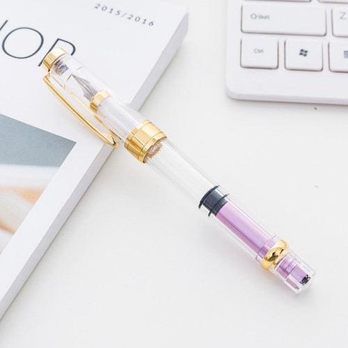 Extra Fine EF Nib 0.38/0.5mm Chic Wing Sung 3008 Gold Clip Piston Fountain Pen - Picture 10 of 14