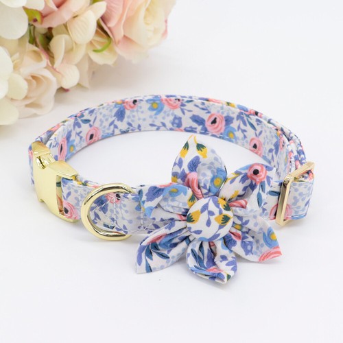 Floral Personalized Dog Collar with Leash Custom Engraved Name ID Number Buckle - Bild 15 von 31