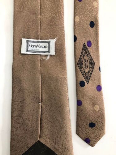 GIANNI VERSACE Rare tie Beige Dot pattern silk Italy K2155 - Picture 15 of 24