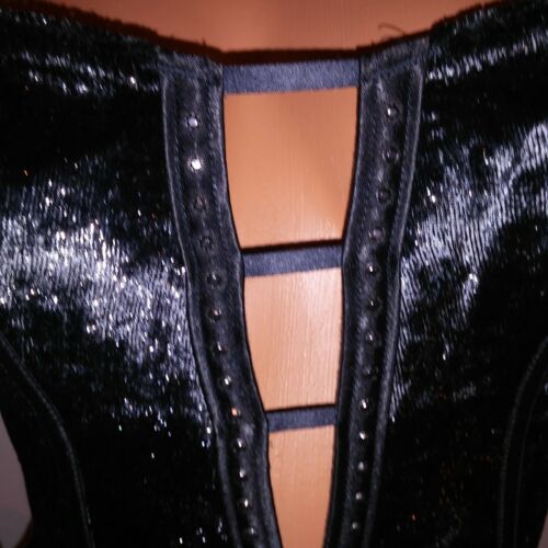 Victoria Secret Dessous Bustier Korsett XS schwarz Samt schimmernd entbeint - Bild 4 von 8