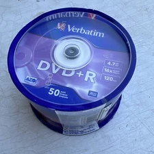 Verbatim DVD+R 4.7GB Up 120 Min DVD Recordable Media Disc 50
