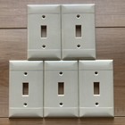 5 BAKELITE VINTAGE SIERRA PS BEIGE IVORY 2 LINE TOGGLE SWITCH PLATE COVER P- 1