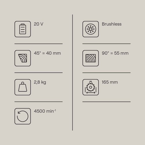Gomag sega circolare manuale a batteria 20V GO-HKS165BL sega a immersione | altezza di taglio 55 mm | con LED - Foto 2 di 8