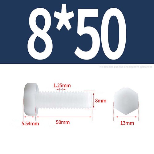 M3 - M12 White Nylon Bolt Hex Set Screws DIN 933 Hexagon Set Screws Grade 66 - Picture 60 of 91