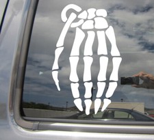 Skeleton Hand Grenade - Car Auto Window High Quality Vinyl Decal Sticker 09013