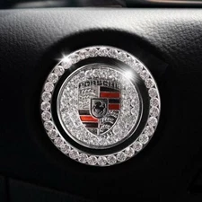 Porsche Start Button Bling Car Décor Crystal Rhinestone Car Bling Ring Emblem