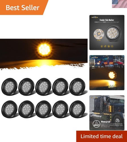 10Pcs 2.5" Round Amber 13 LED Side Marker Clearance Lights with Reflectors fo... - Picture 1 of 9