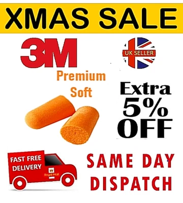 40 x 3M Bullet Premium Soft Foam Ear Plugs Work Sleep Snoring Noise Cancelling