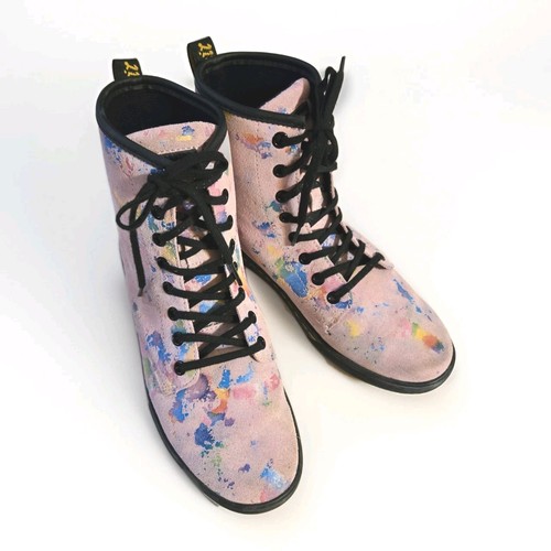 DR. DOC MARTENS GRÖSSE 9 ROSA KONFETTI RAINBOW BURST WILDLEDER SCHNÜRSTIEFEL COMBAT BOOTS - Bild 18 von 24