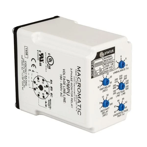 Macromatic Pmpu 3 Phase Monitor Relay, Spdt, 500Vac, 8 Pin - Image 3 of 3