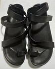 J/Slides NYC Black Leather Ankle Wrap Sandals-Black-7.5 — photo 1