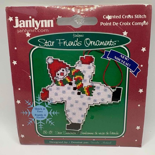 Lot 2 Janlynn Star Friends Cross Stitch Christmas Ornaments Kits Santa Snowman - Picture 4 of 5