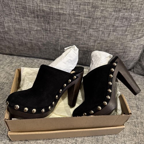 Jimmy Choo Mules Sandals Heel Studs Suede Black EU34.5/US4.5 56071c - Imagen 12 de 24