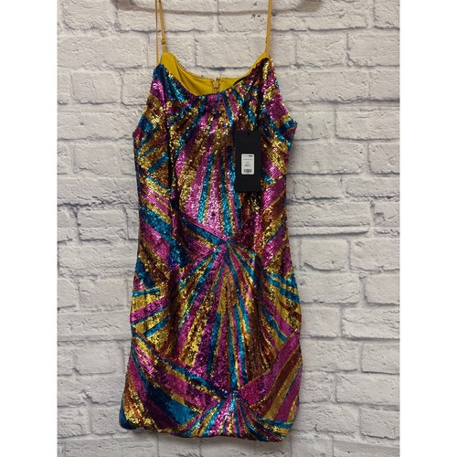 Fashion Nova Luxe mehrfarbiges Jina Pailletten Minikleid verstellbare Träger Gr. XL neu mit Etikett