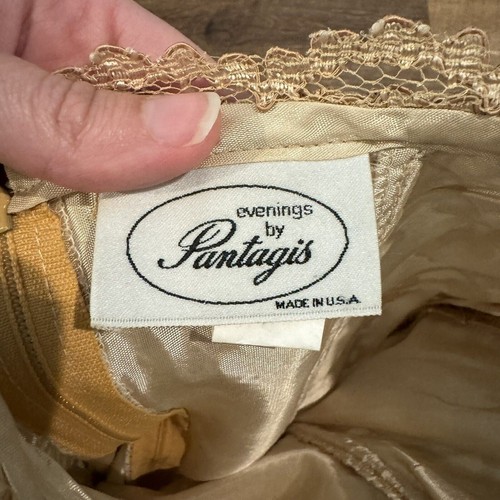 VTG Union Made Evenings By Pantagis Champagne Lace Dress Size XS/S Coquette - Picture 6 of 13