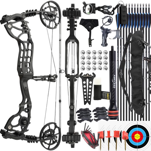 Archery Compound Bow Kit 20-70lbs Adjustable 430FPS Arrows Shoot Hunt JUNXING - Picture 26 of 26