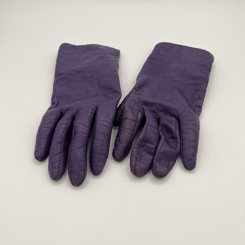 Vintage Fownes lila Leder Fahrhandschuhe Damengröße 7