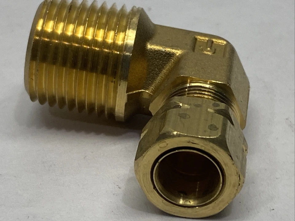 Parker 169CA-6-8 Brass Compression Elbow Fitting 3/8" Tube OD 1/2" NPT LOT OF 2 - Image 4 of 4