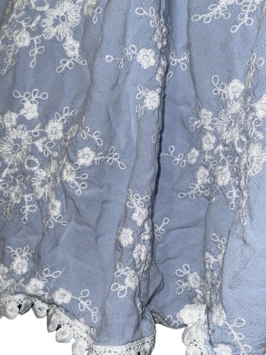 In Bloom Jonquil Baby Blue White babydoll Top Embroidered Sz XL Flowers Gauze - 第 4/9 張圖片
