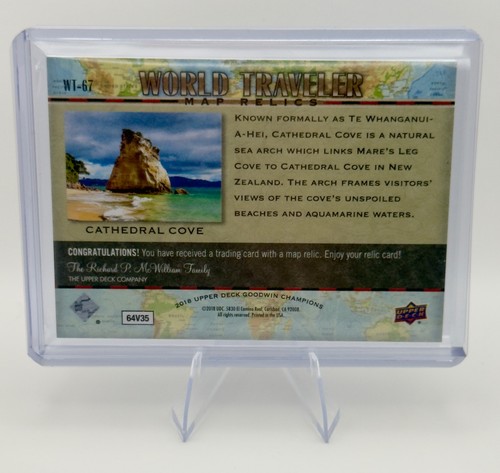 World Traveler Map Relic CATHEDRAL COVE 2018 Upper Deck Goodwin Champions WT-67 - Bild 2 von 2