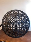 Black Wrought Iron Hose Holder, Cast Iron Metal Garden Hose Guide Holder