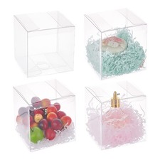 20 PCS 4.5" Clear Square PVC Transparent Wedding Favor Boxes for Candy Gifts