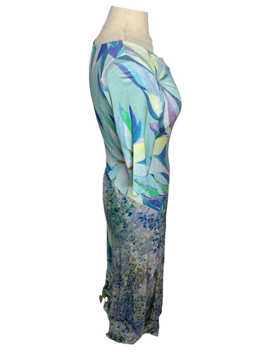 Soft Surroundings Stella Maxi Dress Size XS Painterly Blue Watercolor Floral - Picture 3 of 7