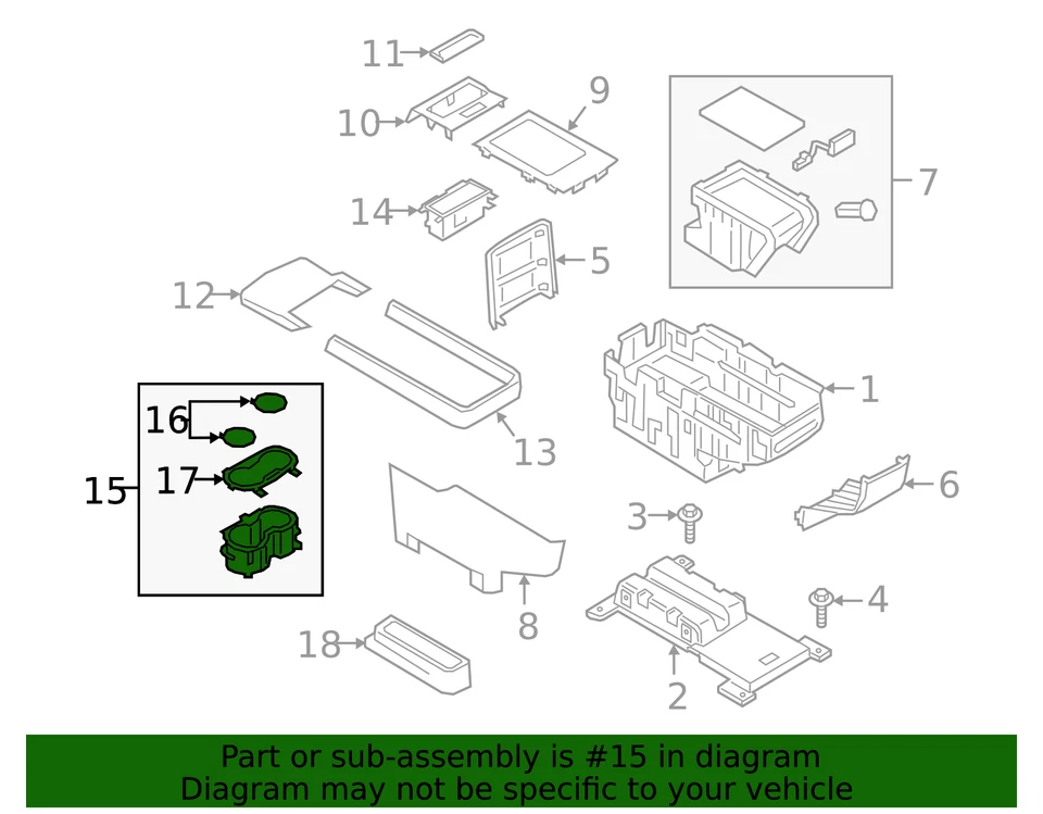 Portavasos consola Lincoln Aviator 2020-2023 - trasero LC5Z-7813562-AA Foto 4 de 4
