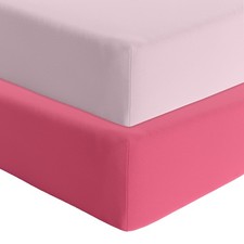 2-Pack Pink Percale Fitted Crib Sheets 100 Cotton 52x28x9 inch Toddler