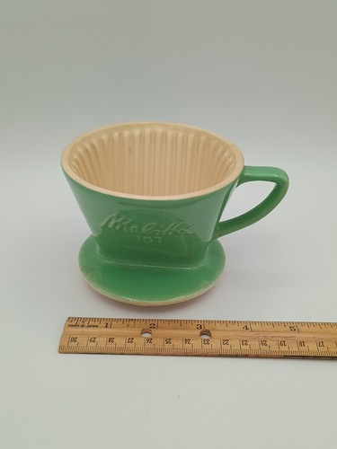 Melitta 101 Kaffeefilterhalter Kegel Pour Over Drip Mint Keramik 3-Loch Vintage 60er - Bild 20 von 22