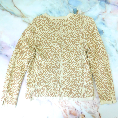 Amber Sun Cardigan Sweater Long Sleeve Vneck Silk Button Giraffe Animal Print L - Picture 9 of 9