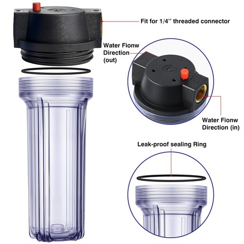 Geekpure Whole House Water Filter Housing 3/4"NPT Brass Fit 10" x 2.5"-Pack 3 - Picture 6 of 7