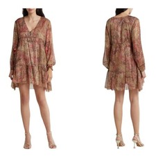 Raga Zuri Long Sleeve Minidress Gold Size Medium NWT $245 MSRP