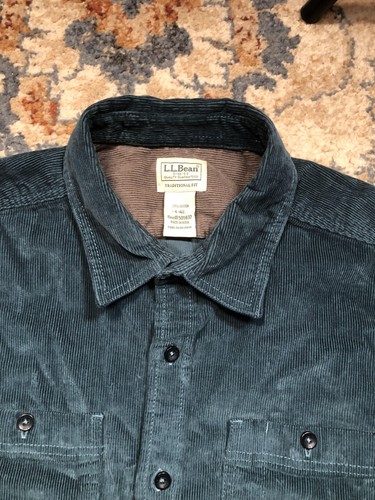 LL Bean Shirt Mens Large Corduroy Traditional Fit Button Down Pockets Casual - Picture 2 of 10