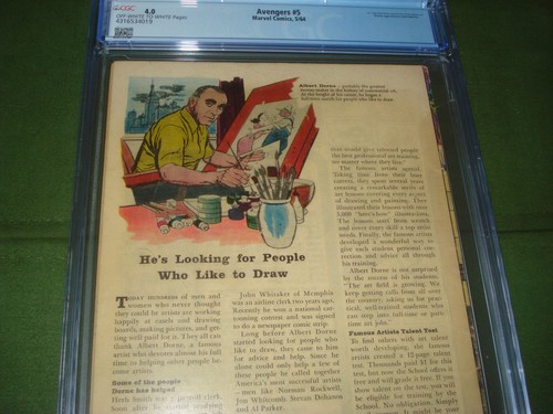 AVENGERS #5, CGC 4.0 AVENGERS & The Hulk, 1964, SILVER AGE, LAVA MEN - Picture 5 of 7