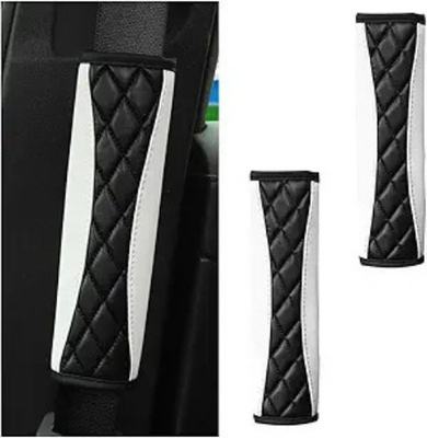 #ad 2PCS Soft Leather Car Seat Belt Covers Universal Shoulde and Ne Color: White $17.99