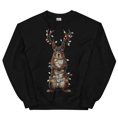 Linda Camiseta Navidad Ardilla Reno Cuernos Luces Bosque Sudadera - Imagen 19 de 24