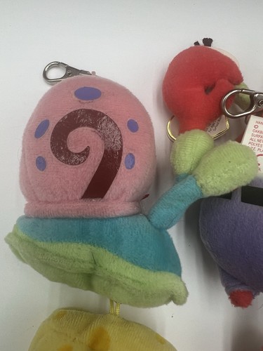 Ty Beanie Baby Set of 4 SpongeBob 4" Backpack Key Clips W/Tags Gary Patrick Krab - Picture 10 of 13