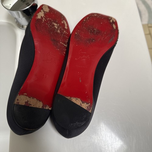 Louboutin Love Flats Black Satin Sequins 39 - Picture 5 of 7