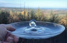 Signed STEUBEN Crystal Glass Twist Handle Canapé Tray Plate 10"